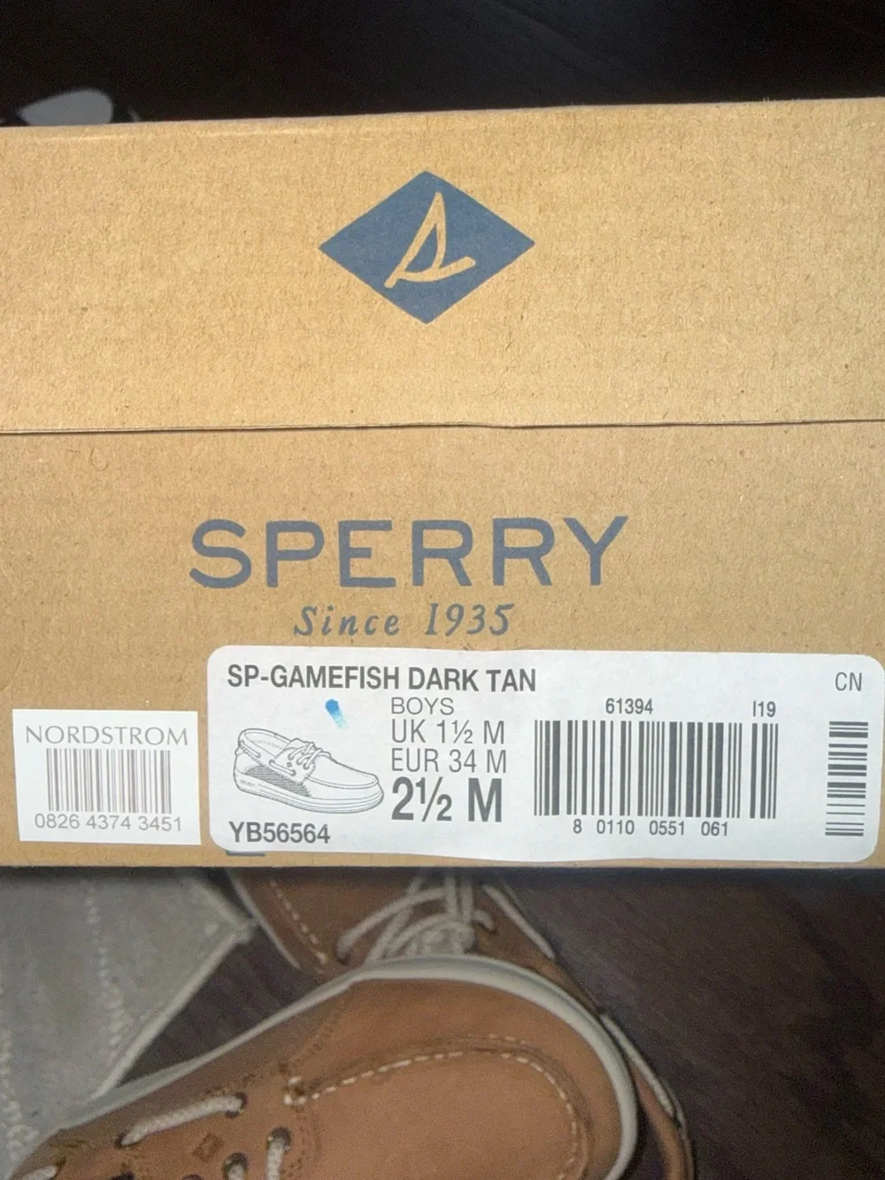 Sperry Kids Tan Leather Moccasin Boat Shoes with Cream Laces